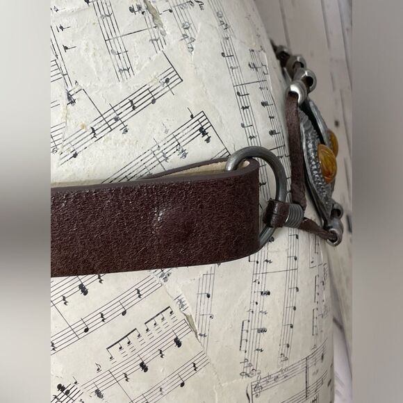 Chico's Vintage Brown Boho Cabochon Studded Belt Size SM - Picture 4 of 10